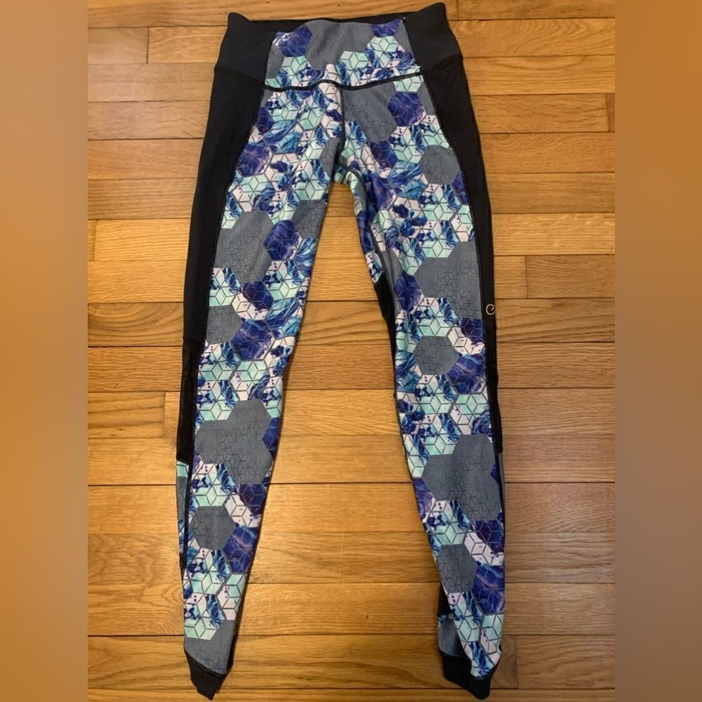 Calia small yoga pants leggings floral black blue gray